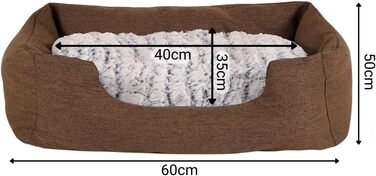 Кругле ліжко для собак та котів Lionto з м'яким змінним подушками, коричневе, 60x50 см