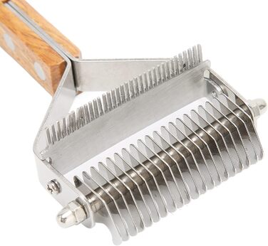 Професійна щітка для грумінгу домашніх тварин Fellpflegebürste: двостороння щітка для собак та котів з дерев'яною ручкою, самоочищувана