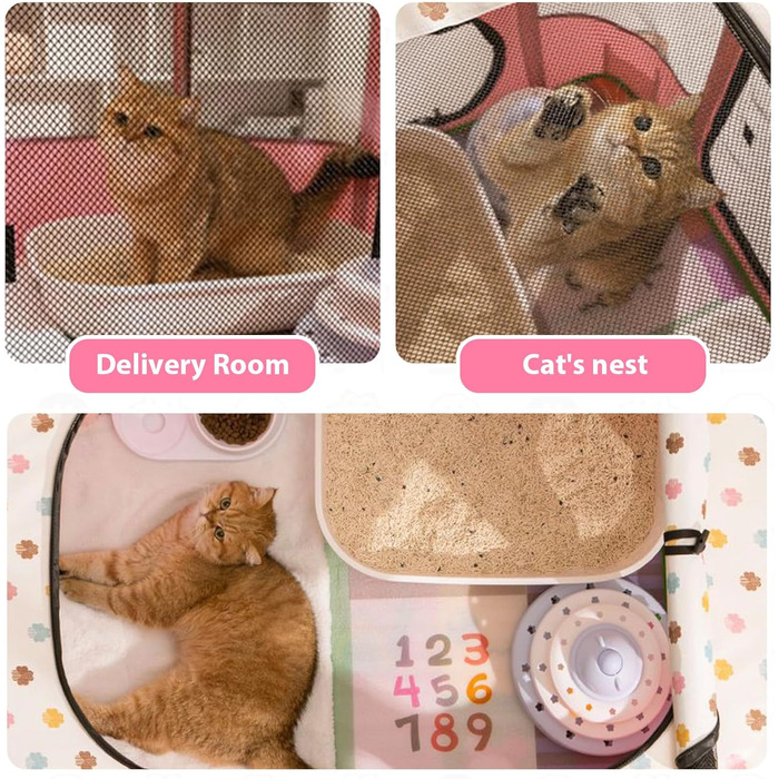 Клітка-забіг для цуценят, переносна огорожа для тварин, рожева клітка-забіг з тунелем (M)