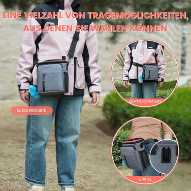 Сумка для ласощів для собак, мішок для тренувань з блискавкою, поясна сумка для собак з дозатором кульок, сумка для ласощів для подорожей та прогулянок