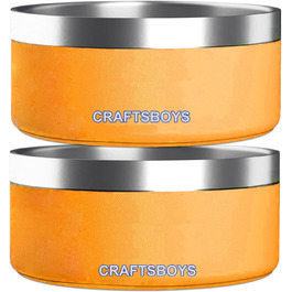 Миска для собак з нержавіючої сталі Craftsboys, подвійні стінки, нековзке гумове дно, 907 г, для малих, середніх і великих собак, помаранчева