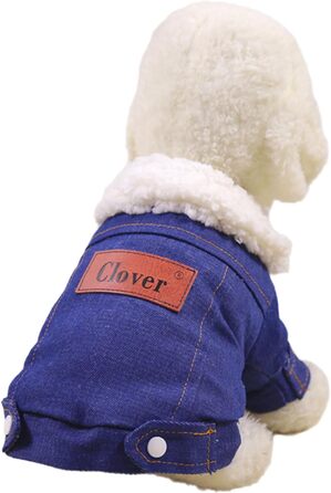 Теплий зимовий одяг для собак - тепла флісова куртка, вітронепроникний комбінезон для маленьких порід (темно-синій, S)