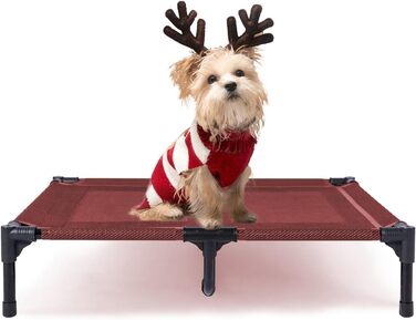 Підвищена лежанка для собак Suddus, червона, M (великий розмір, червона) (середній, червона/для відпочинку, однотонна (Getaway Solids))