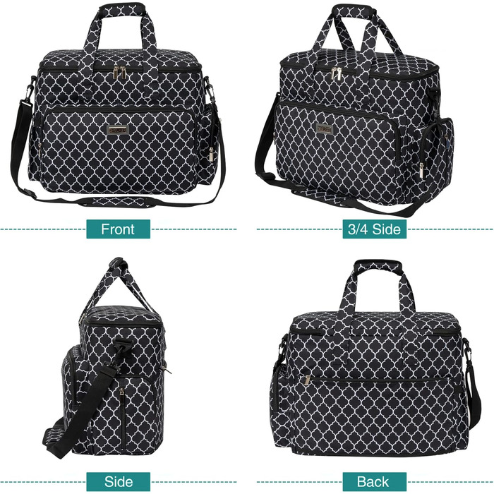 Сумка для подорожей з домашніми тваринами Baglher, велика чорна (Large, DLblack) з двома контейнерами для корму та двома силіконовими мисками