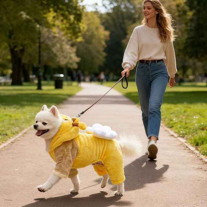 Жовтий светр для собак з флісу, розмір M: для малих, середніх та великих порід, для дому, прогулянок та подорожей