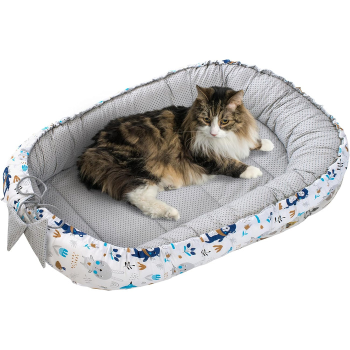 Килимок-ліжко для кота та собаки 75x60x10 см. М'яке ліжко-гніздо Boho Animals для маленьких та середніх собак і котів