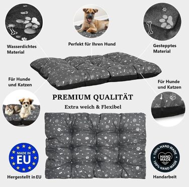 Кінг Дог: Водонепроникне ліжко для собак XL 120x80 см. Зручне, миється, з оксфордської тканини. Підходить для дому та вулиці. Графітовий колір.