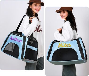 Персоналізована переноска для кота/собаки з вишивкою імені, складана переноска для собак та котів (фіолетовий)