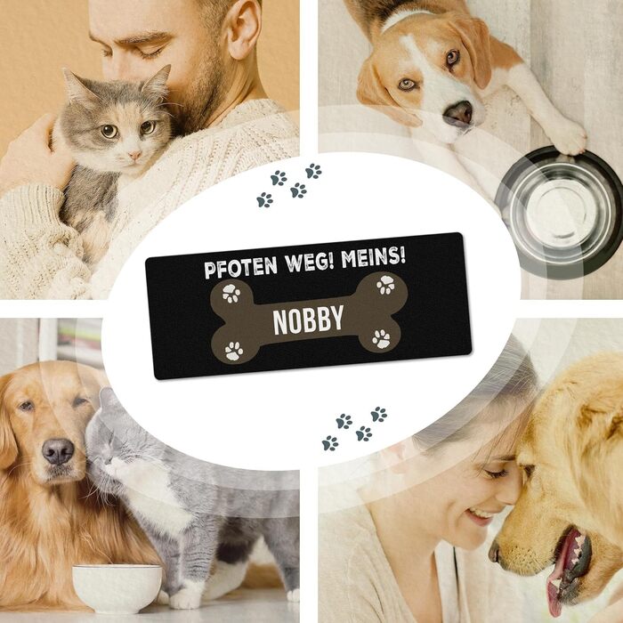 Персоналізована килимок для годування собак з іменем - PR Print, 80 x 30 см, миючий, неслизький