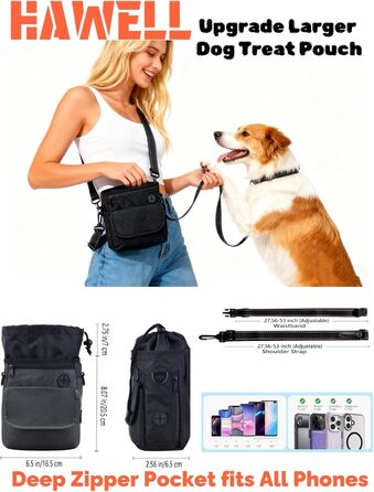 Сумка для собак Hanwell для ласощів та іграшок з дозатором для відходів, водонепроникна, сіра
