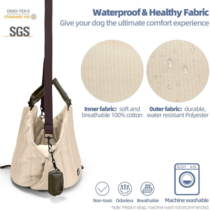 Сумка-переноска для собак Sytopia, середнього розміру, до 11,3 кг, бежевий колір (2024-0722)