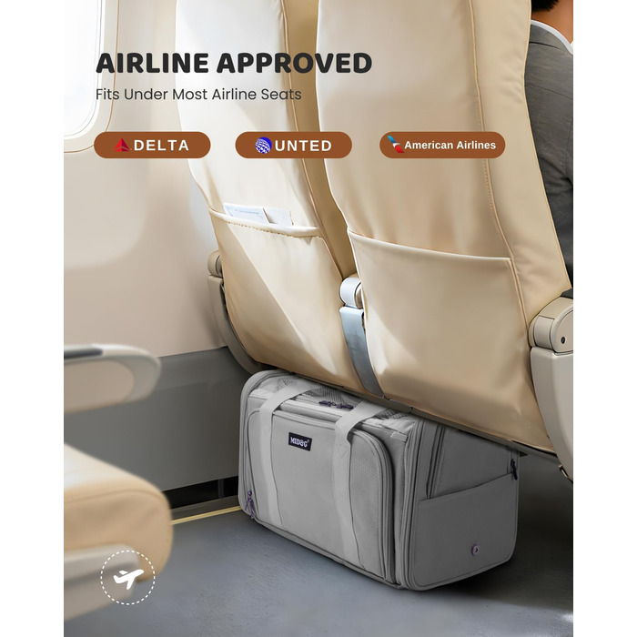 Трансформер для котів MIDOG: м'яка переноска з TSA-сертифікацією, для подорожей літаком, під сидіння, розширюваний об'єм, надійні застібки, оливковий/листяний колір