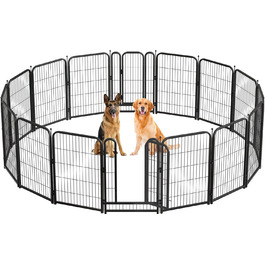 Металевий вольєр для собак Petorldog з 16 панелей, 101,6 см, для великих, середніх та маленьких собак, для дому та вулиці, ідеально для кемпінгу, двору та автодому