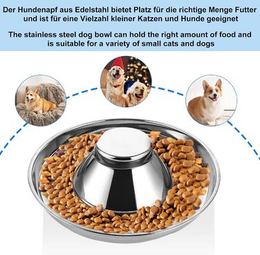Набір з 3 мисок для собак та котів з нержавіючої сталі, 30 см, для маленьких собак та котів