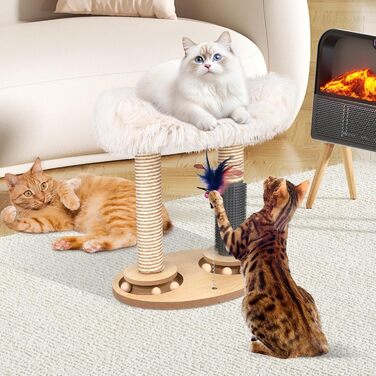 Інтерактивне котяче іграшкове карусель з дерева Banaone 4 в 1: карусель, когтеточка, іграшка, туалет для котів