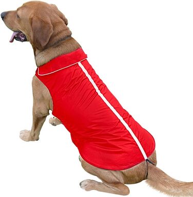 PETCEE Тепла куртка для собак, 5XL, для великих собак, з флісовою підкладкою, червона