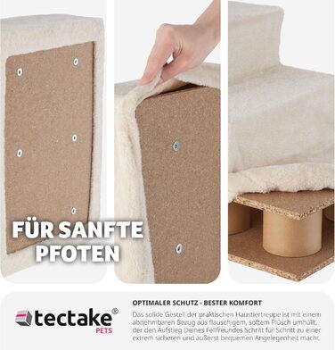 Сходинка для тварин tectake®: для собак та котів, допомога у підйом, знімний чохол, плоскі сходинки, для дивану, ліжка, авто (7 x 45 x 4,5 см)