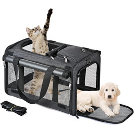 Транспортна переноска для собак та котів (складний бокс) - чорна