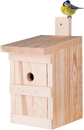 Дерев'яний шпаківня BigDean для синиць і дрібних птахів, 27x17x17 см, ручна робота, європейське виробництво, захищений від негоди, вхід 28 мм