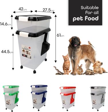 DIVCHI Контейнер для зберігання корму для тварин 3 шт. з мірною ложкою, для собак, котів, чорний