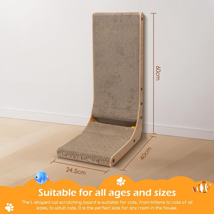 Котячий будиночок-кіготь Nobleza: кутовий, 60 см, з іграшкою, з гофрокартону