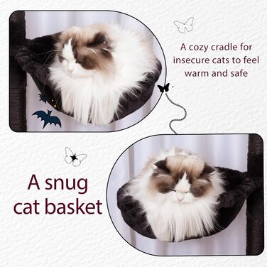 Дерев'яний будиночок для котів Hey-brother з розширеною конструкцією, широкими платформами, затишними печерами, гамаками, сизалевими стовпчиками та м'ячиком, 178 см, MPJ038W (Чорний та Червоний)