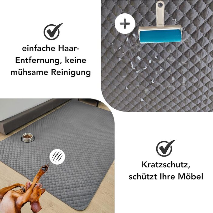 Водонепроникний плед для собак з роликом для ворсу, антиковзаюча ковдра для тварин на диван, машинне прання, 210 x 130 см, темно-сірий