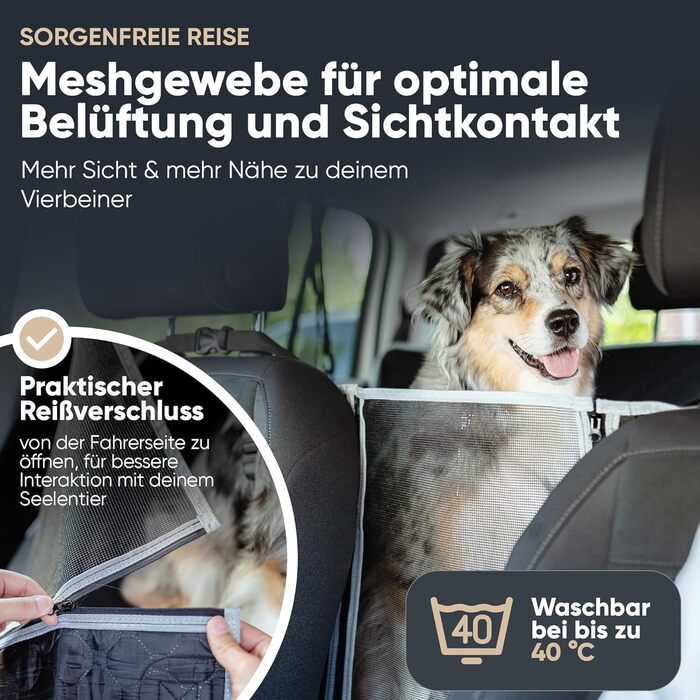 SEELENTIER® захисна підстилка для собак в авто: водонепроникна, антикіготна, 130x63 см, з ISOFIX, 2 повідки