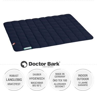 Лежак для великих собак Doctor Bark, м'який, міцний, двосторонній, для дому та вулиці, пральний до 95°C, розмір L, золотисто-королівський синій