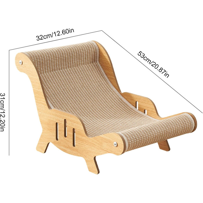 Крісло-лежанка для котів з сизалю, лежанка-крісло для дряпання котів, гамак для котів, кошик для котів, ліжко для котів, цуценят та дрібних тварин, 53x31x32 см