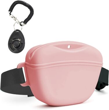 Сумка для ласощів для собак з клікером для тренувань, покращена версія, магнітна застібка, силіконова сумка для ласощів з поясом, силіконова сумка для ласощів для собак