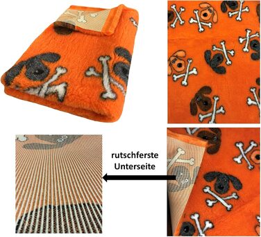 Лежанка для собак Elropet Premium 30mm, неслизька, S/M/L, для маленьких та великих собак, Vet Bed, найвища якість (S 80x50 см, кістка помаранчевого кольору)