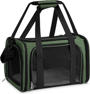 Транспортна сумка для кота та собаки, переноска для собак, складана переноска для котів, портативна переноска, до 5 кг, для середніх собак та котів (зелена, 50 x 34 x 34 см)