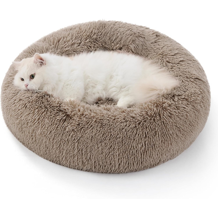 Кругле ліжко для котів та собак BEDSURE, Ø 50 см, м'яке, плюшеве, 50x50x13 см