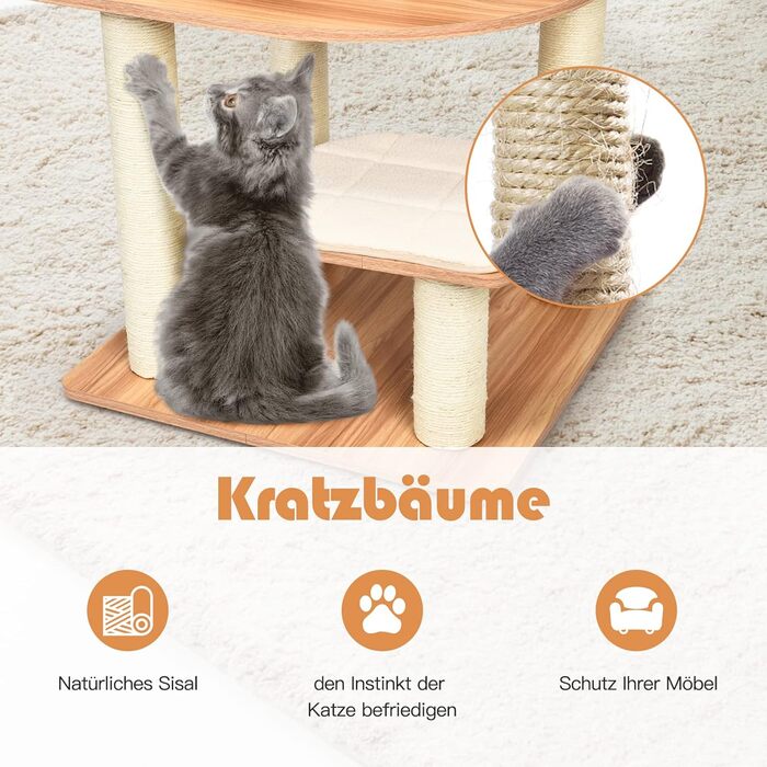 Кліматичний комплекс для котів GOPLUS Katzenbaum 175 см: 6 платформ, велика дерев'яна печера, ігровий комплекс, меблі для котів
