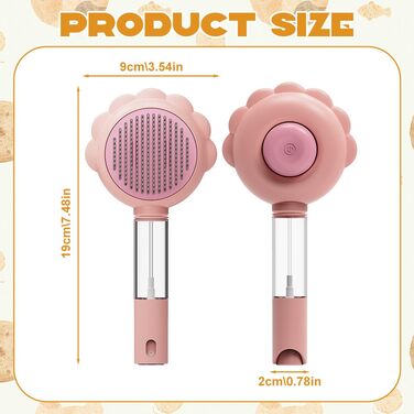 Бурштук для догляду за шерстю котів та собак, рожевий, з пульверизатором, для короткої та довгої шерсті