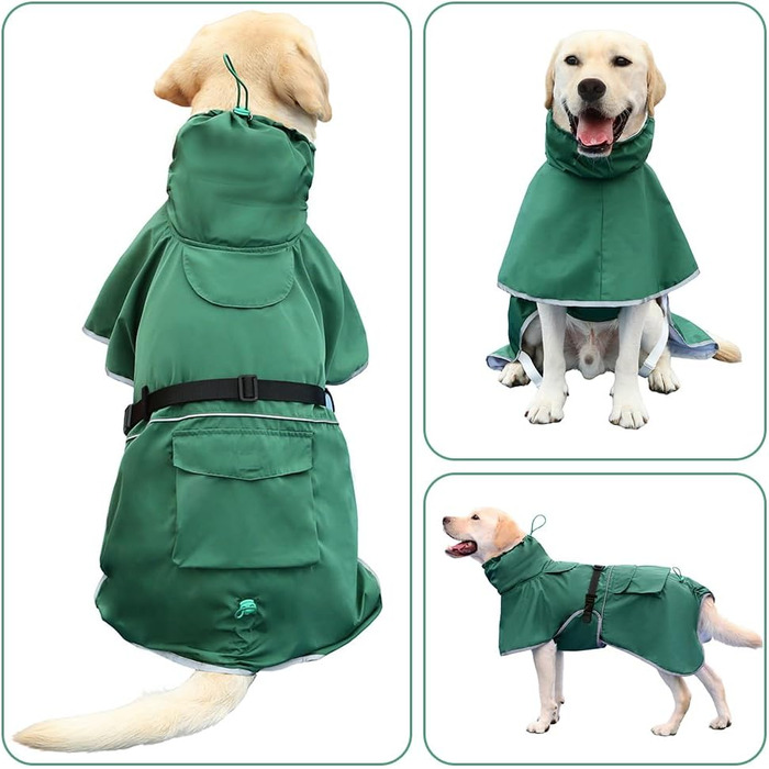 Дощовик для собак KOOGAL, зелений, зимовий, 6XL, для середніх і великих порід