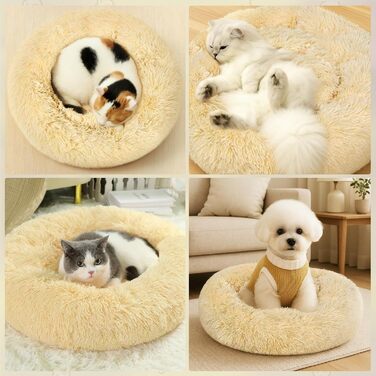 М'яке ліжко для собак та котів середніх та великих порід, 70 см, світло-бежеве, 50x50x20 см