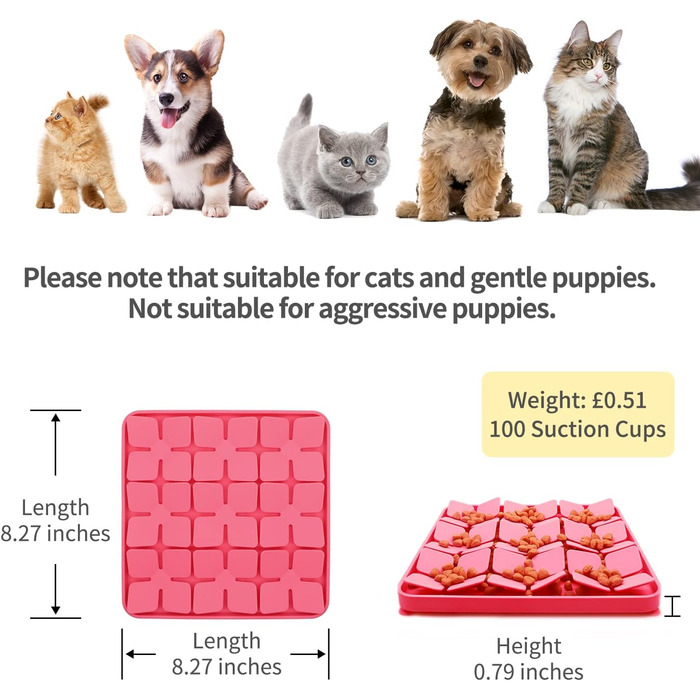 Килимок для повільного годування собак та котів Bowite Silikon з присосками (рожевий)