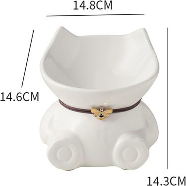 Миска для кота Disoza, піднята, кераміка, зелена, 14.8x14.6x14.3 см, у формі кота, миска для корму, аксесуар для годівниці, придатна для миття в посудомийній машині