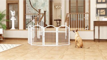 Металеве вольєр для собак BHG, без монтажу, з дверцятами, 304,8 x 81,3 см, аккордеон, білий, 5 панелей