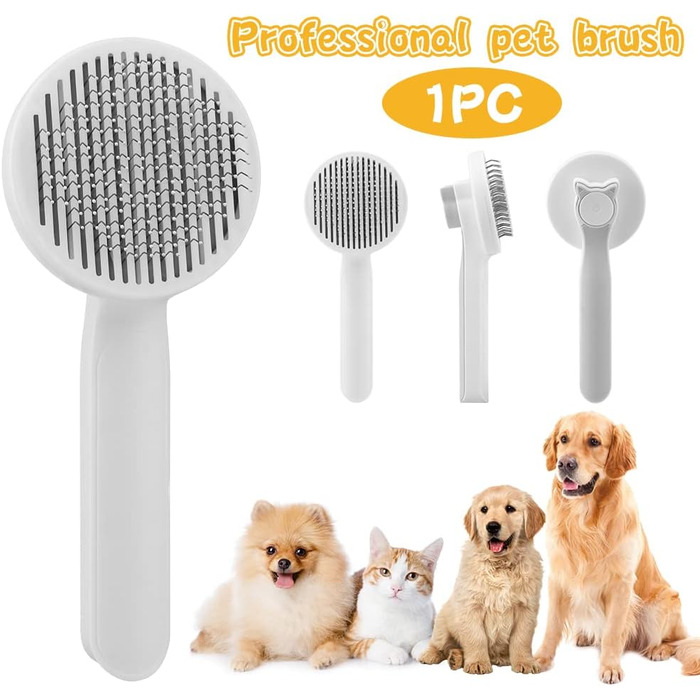 Гребінець для собак і котів, вичісувальна щітка, щітка для видалення шерсті, кнопка очищення одним кліком (сірий)