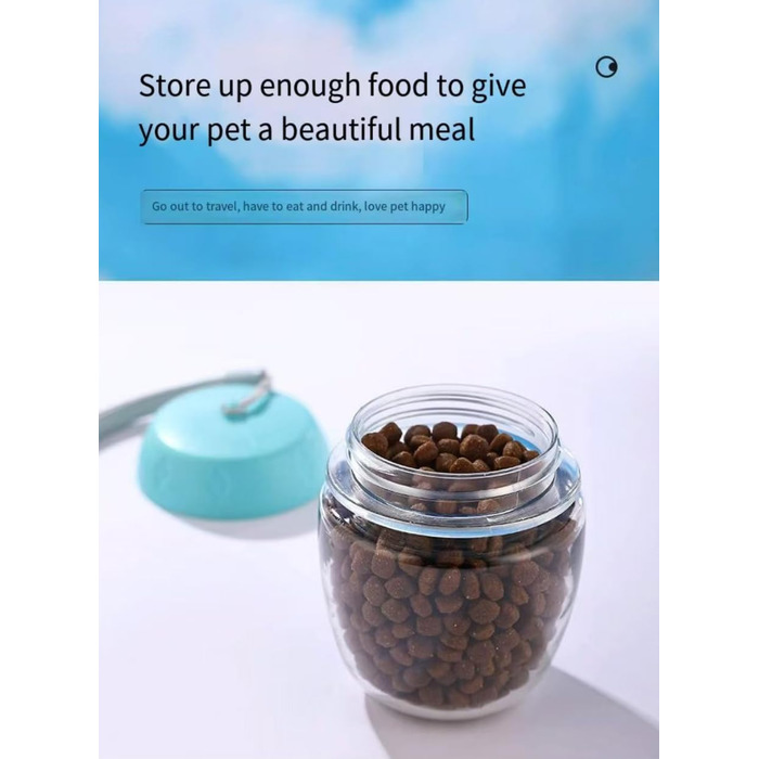 Водяна пляшка для собак з контейнером для корму, портативна, для котів, собак та інших тварин, для прогулянок, походів та подорожей
