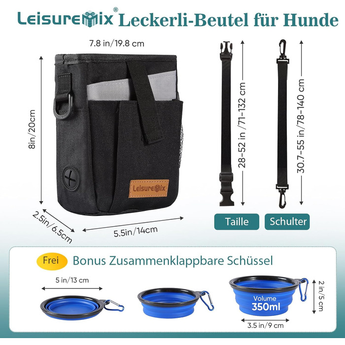 Сумка для ласощів для собак Leckerlitasche, поясна сумка для прогулянок, водонепроникна, чорна та зелена
