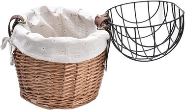 Кошик для велосипеда для тварин, 30x25x30 см, кошик на переднє колесо, дріт-сітка зверху, знімний переносник для домашніх тварин, плетіння з лози, кріплення на кермо, переноска для собак та котів для велопрогулянок, поїздок та покупок на свіжому повітрі