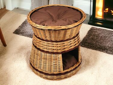 Гніздо для котів та собак: кругле, з плетіння лози, 47x47x45 см з подушкою