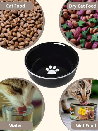 Керамічна миска для корму для маленьких собак GDCZ, підставка з металу, 425 мл, чорна