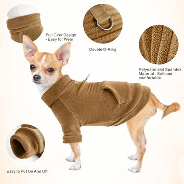 Теплий собачий світшот Mosukoirl з кишенею для маленьких та середніх собак і котів (Чіхуахуа, Тедді) - Кaki/Braun