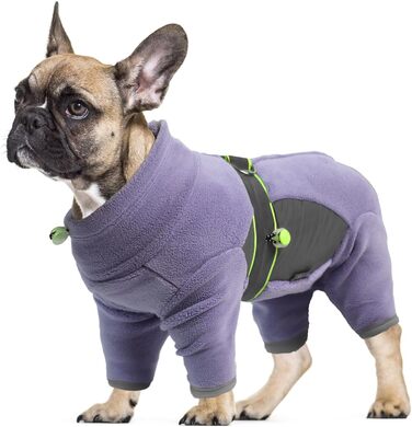 Флісова куртка для собак, тепла зимова куртка-мандель для собак, флісовий пуловер для собак з шлейкою та блискавкою, вітронепроникний, м'який піжамний костюм для середніх собак, Віндгорн, Французький бульдог (XS-XXL), M - обхват грудної клітки 42см, довжи