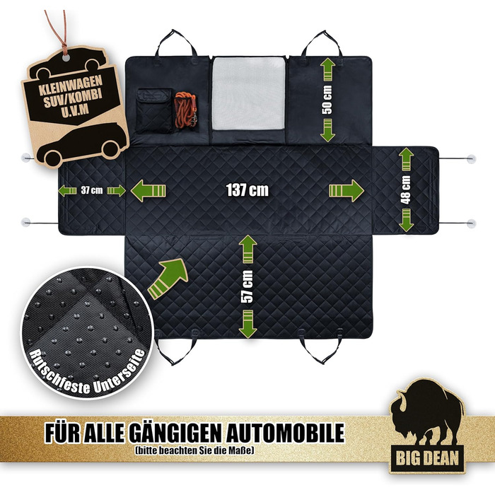 Захисна накидка на заднє сидіння авто BigDean Premium - водовідштовхувальна, для собак, універсальна